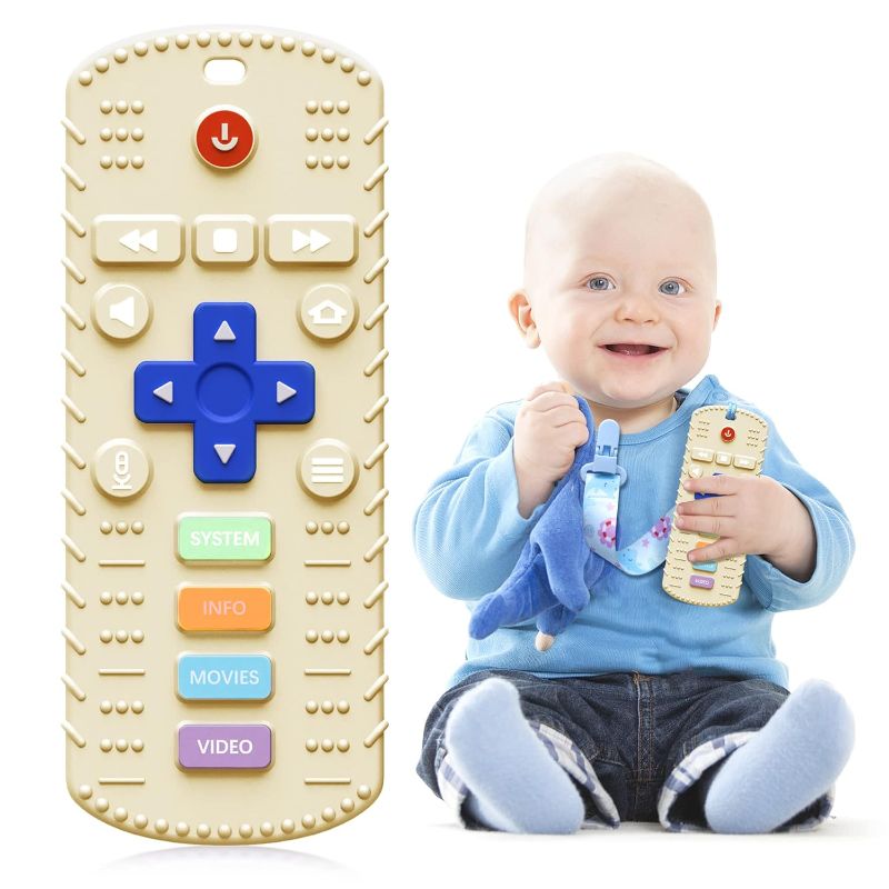 Photo 1 of Silicone Baby Teething Toys, TV Remote Control Teething Toys for Babies 6-12 Months, Baby Silicone Chew Toys, BPA Free (Lvory)
