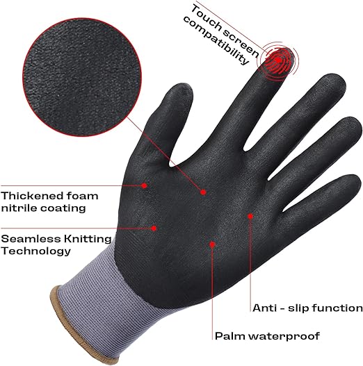 Photo 1 of 24 PACK BLACK,M Work Gloves with Micro Foam Nitrile Coated