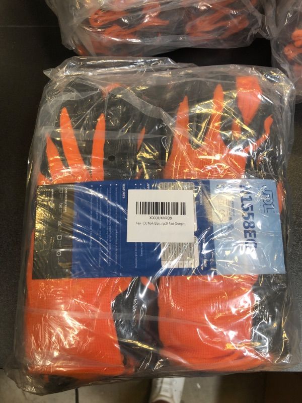 Photo 2 of 24 PACK ORANGE, M Work Gloves with Micro Foam Nitrile Coated