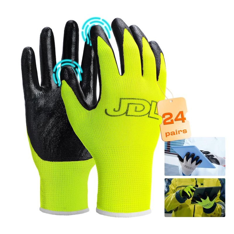 Photo 1 of 24 PACK GREEN, XL Work Gloves with Micro Foam Nitrile Coated