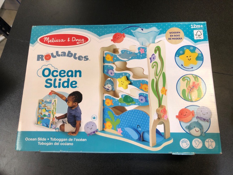 Photo 2 of Melissa & Doug Rollables Wooden Ocean Slide Toy (5 Pieces) - Ocean Themed , Early Learning Toys For Infants And Toddlers Ages 1+ 17.0 x 11.75 x 5.3 Wood