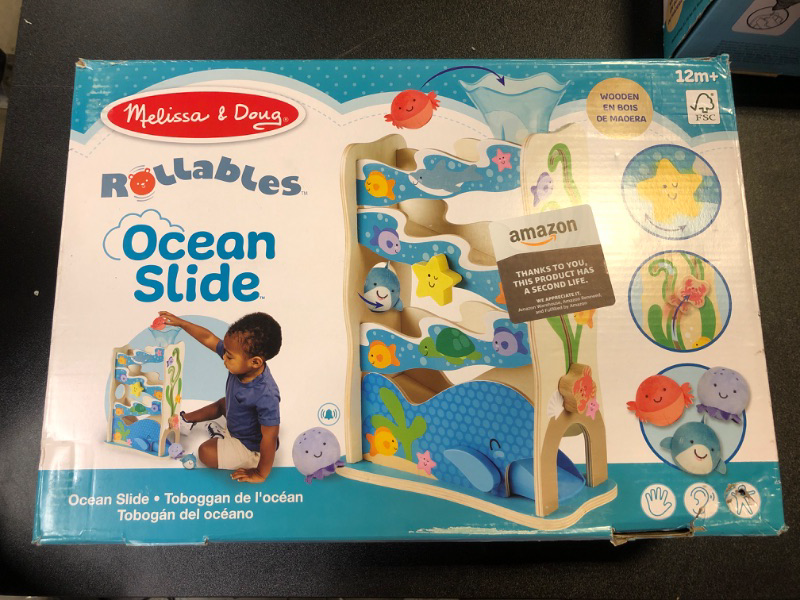 Photo 2 of Melissa & Doug Rollables Wooden Ocean Slide Toy (5 Pieces) - Ocean Themed , Early Learning Toys For Infants And Toddlers Ages 1+ 17.0 x 11.75 x 5.3 Wood