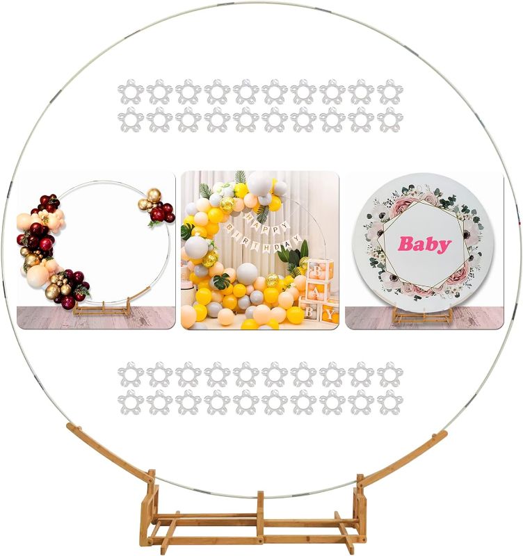 Photo 1 of 6.3Ft Round Balloon Arch Kit,Light-Duty Circle Balloon Arch Stand with Bamboo Frame Base,Large Round Backdrop Stand for Wedding Birthday Baby Shower Halloween Party Arch Decorations
