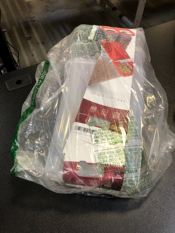 Photo 1 of Rubbermaid Flip Top Cereal Keeper, Modular Food Storage Container, 3 Pack, (2) 22-Cup (1) 18-Cup