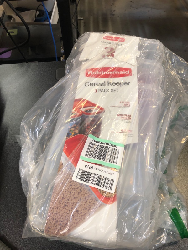 Photo 1 of Rubbermaid Flip Top Cereal Keeper, Modular Food Storage Container, 3 Pack, (2) 22-Cup (1) 18-Cup