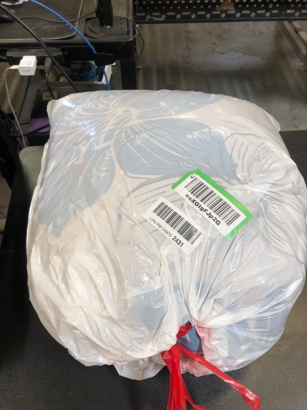 Photo 1 of Luxudecor Floral Comforter Set Queen Size, Blue Floral Pattern Printed on Light Grey, Soft Microfiber 7 Pieces Bed in a Bag (1 Comforter, 2 Pillow Shams, 1 Flat Sheet, 1 Fitted Sheet, 2 Pillowcases) Queen Blue