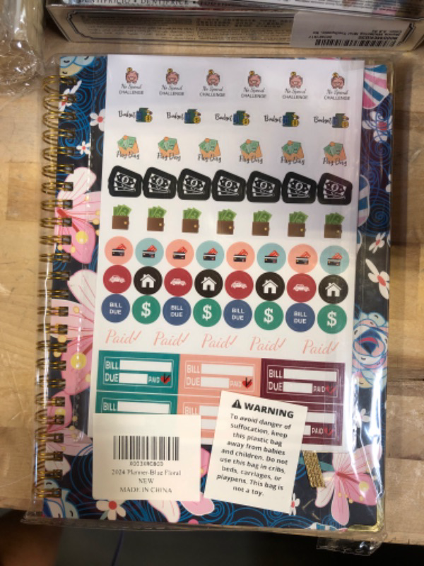 Photo 2 of 2024 Planner Weekly&Monthly Calendar Book Monthly Weekly Daily Planner To Do List Spiral Planner Notebook Includes Elastic Closure Monthly Tabs Inner Pocket Bookmark Stickers
