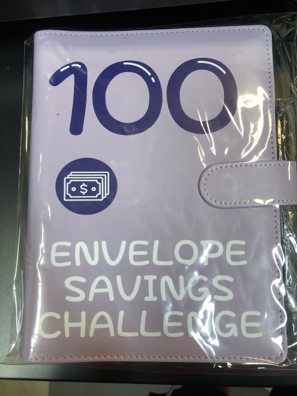 Photo 2 of 100 Envelopes Money Saving Challenge, 2023 PU Leather 100 Envelope Challenge Binder, Easy and Funny Way to Save $5,050 Budget Planner, 100-Day Envelope Challenge Kit Money Saving Binder Leather-Purple