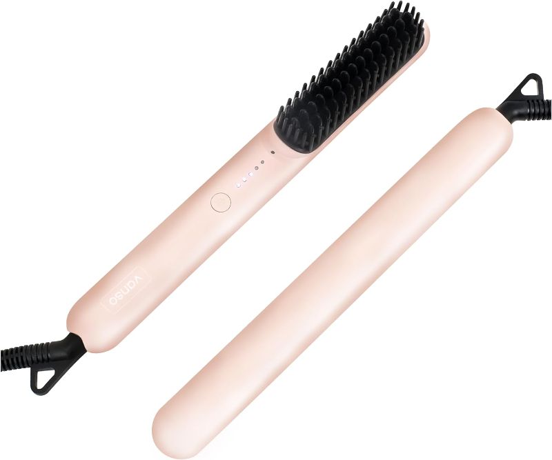 Photo 1 of FACTORY SEALED // VANSO HAIR STRAIGHTENER Portable Hair Straightener Brush?Ionic Hair Straightener Brush with Ion Technology, Fast Heating, Anti-Scald, Hair Straightening Brush Comb for Women?Professional Salon at Home?Pink
