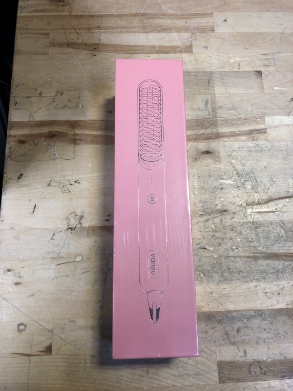 Photo 3 of FACTORY SEALED // VANSO HAIR STRAIGHTENER Portable Hair Straightener Brush?Ionic Hair Straightener Brush with Ion Technology, Fast Heating, Anti-Scald, Hair Straightening Brush Comb for Women?Professional Salon at Home?Pink
