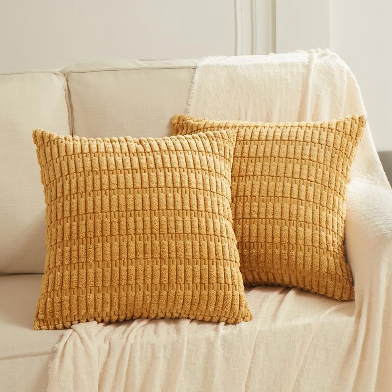 Photo 1 of 2 Packs Mustard Yellow Decorative Throw Pillow Covers 18x18 Inch