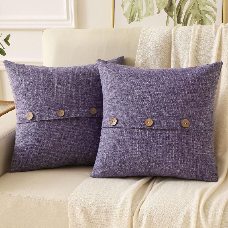 Photo 1 of Ikuoic Lavender Linen Decorative Throw Pillow Covers 18x18 Inch Set of 2 