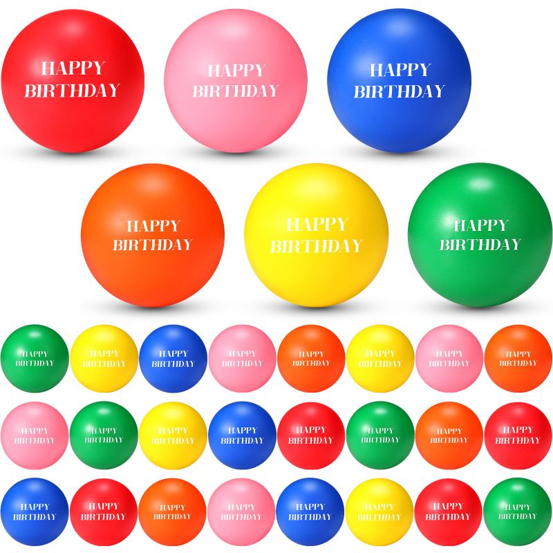 Photo 1 of Libima 30 Pcs Mini Stress Ball for Happy Birthday Squeeze Ball Stress Ball Bulk Anxiety Stress Relief Toy Ball Foam Ball Hand Exercise Ball for Stress Anger Fidget Party Adult Kids(Capital Letter)