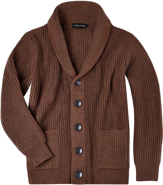 Photo 1 of VOBOOM Men's Knitwear Button Down Shawl Collar Cardigan Sweater with Pockets
MEDIUM