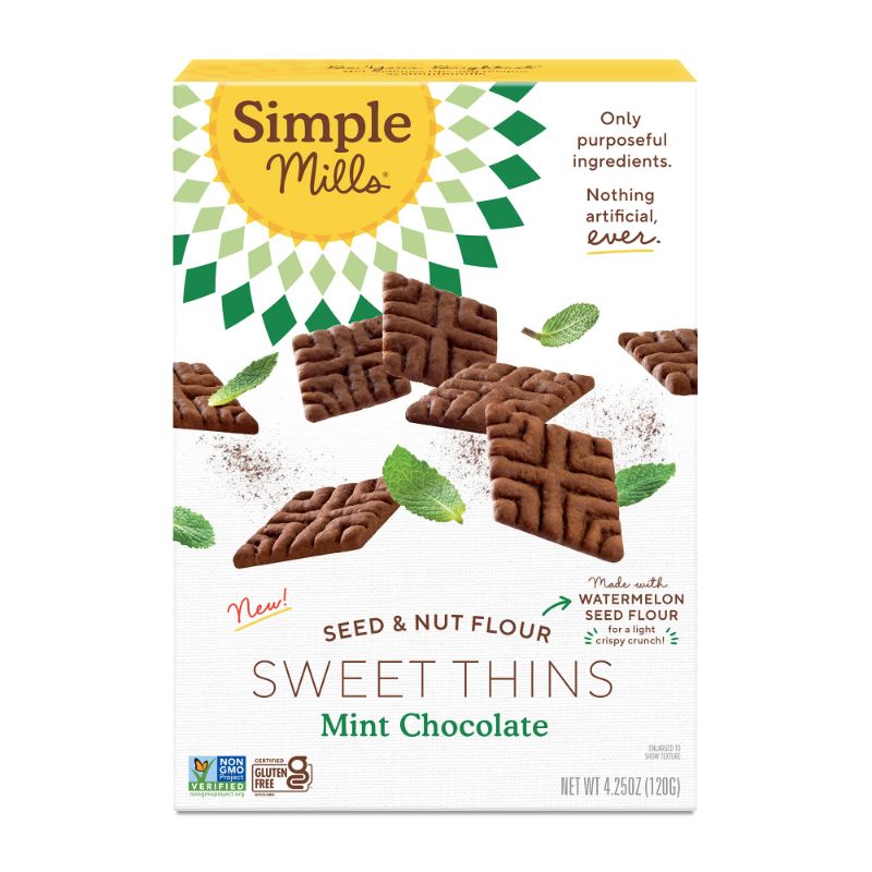 Photo 1 of 2 PCK Simple Mills Sweet Thins Cookies, Seed and Nut Flour, Mint Chocolate - Gluten Free, Paleo Friendly, Healthy Snacks, 4.25 Ounce (Pack of 1) Mint Chocolate 4.25 Ounce (Pack of 1) EXP 05/20/2024