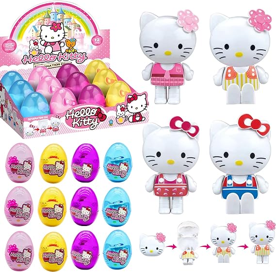 Photo 1 of Zrpkiour 12Pcs Prefilled Easter Egg with Kitty Deformation Toys,Easter Basket Stuffers Fillers, Easter Party Favors for Kids, Easter Gifts for Kids,Classroom Easter Prizes,Easter Eggs Hunt
