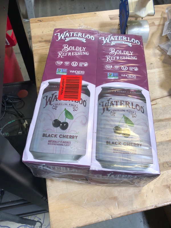 Photo 2 of  2 PCK Waterloo Sparkling Water, Black Cherry Naturally Flavored, 12 Fl Oz Cans, Pack of 12 | Zero Calories | Zero Sugar or Artificial Sweeteners | Zero Sodium EXP AUG 22 2024
