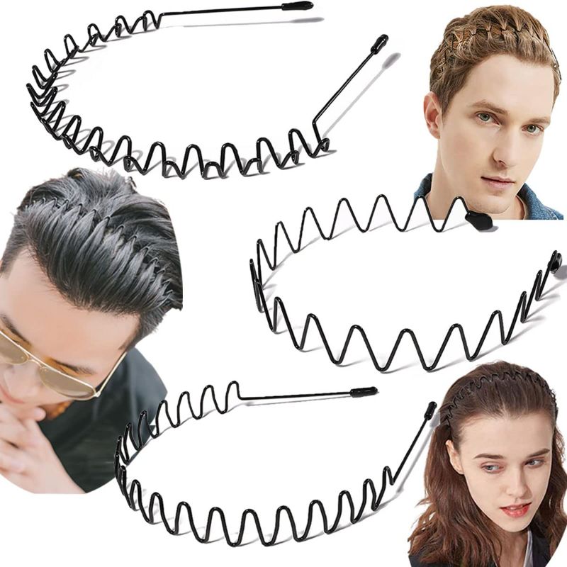 Photo 1 of 6 PCK Vrose Flosi - Metal Hair Bands Men Headbands For Women For Washing Face Make Up Skicare - Head Bands For Women's Hair Non Slip - Women Headbands Wavy Spring Wire Sports Hair Band
