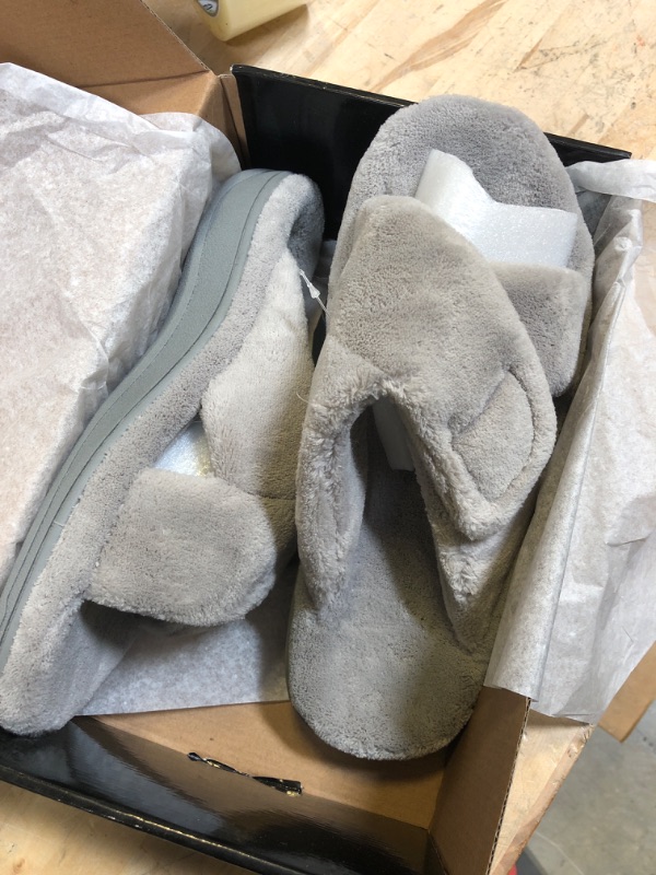 Photo 1 of SOFT FUZZY SLIPPERS GREY SIZE 12