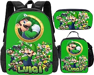 Photo 1 of suvnufk 17" Lightweight Anime Backpack with Leakproof Portable Lunch Bag Pencile Case, Cooler Insulated Lunch Bag for Laptop (Green, One Size)
