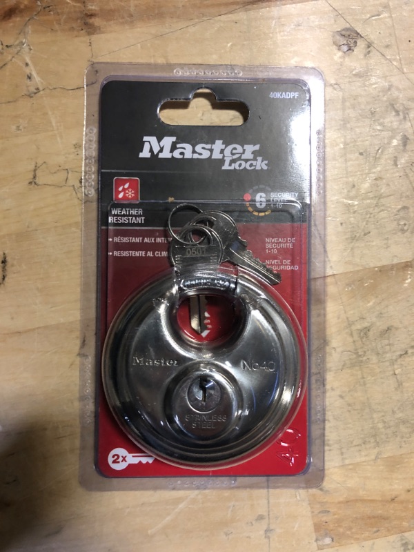 Photo 2 of Master Lock 2-3/4 in. W (70 mm) Stainless Steel Discus Padlock with Shrouded Shackle