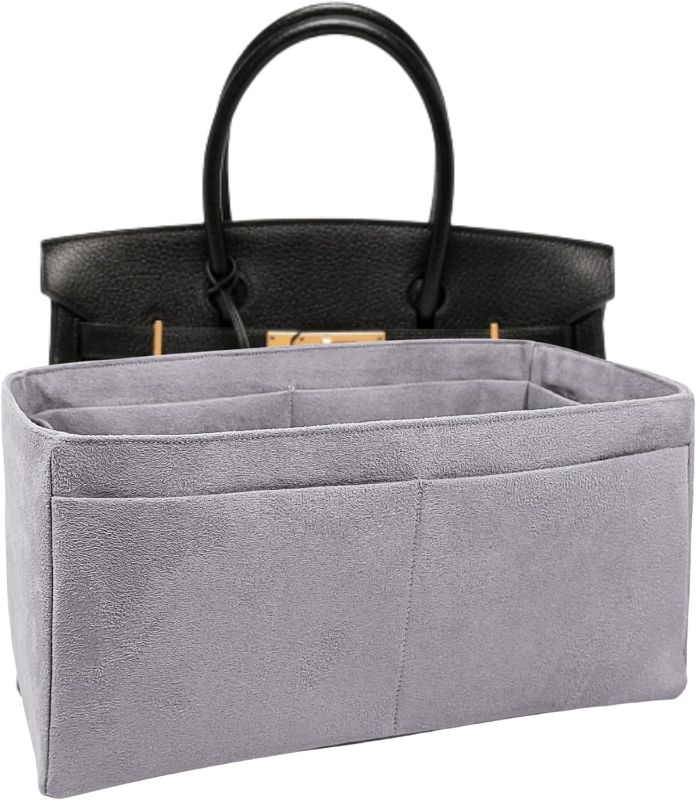 Photo 1 of Meenda Birkin 30 Organizer Insert for Handbag, Faux Suede Soft and Smooth Lightweight Fits Perfectly Washable Well Made Sturdy Gift Ideas for Women (Gray HBK30)