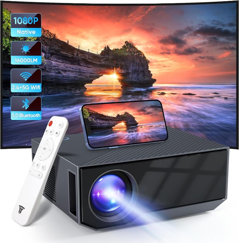 Photo 1 of Wielio Projector with WiFi and Bluetooth,16000L Portable Projectors, Outdoor Projector Support Native 1080P Movie Projector for Home Theater, Compatible with iOS & Android Phone