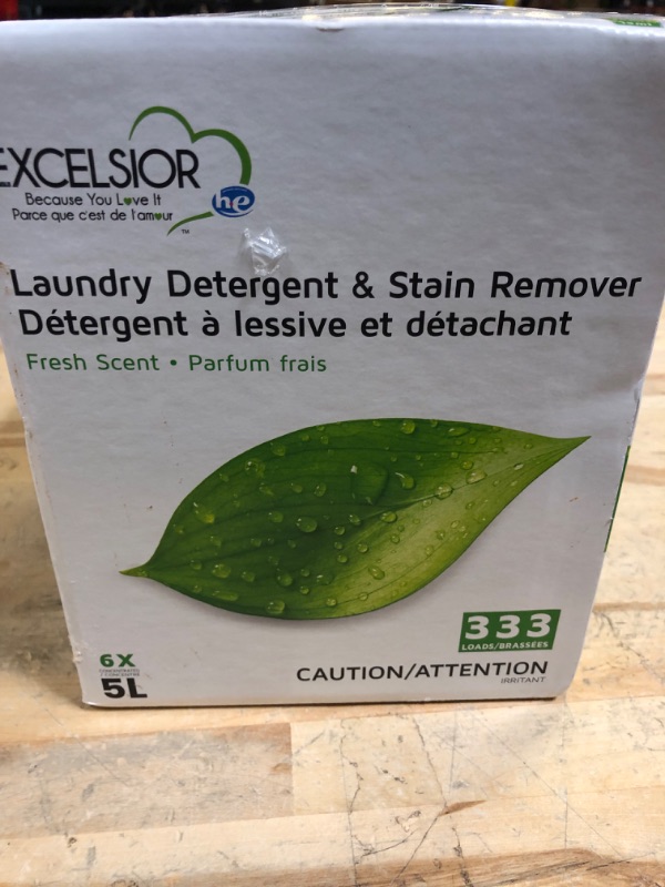 Photo 1 of Excelsior (Because You Love It) HE Concentrated Liquid Laundry Detergent with Stain Remover, Removes 333 Loads for Cleaning Clothes, Phosphate-Free, Solvent-Free, Fresh Scent, 5L (1 Pack - New Look)… fresh scent 88.76 Fl Oz 