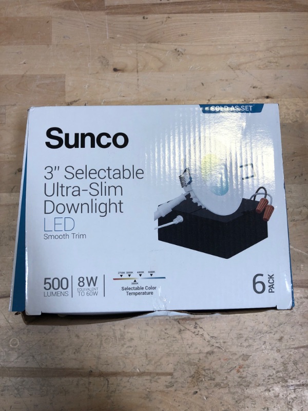 Photo 3 of Sunco Lighting 3 Inch Ultra Thin LED Recessed Ceiling Lights, Smooth Trim, Selectable CCT, 2700K/3000K/3500K/4000K/5000K, Dimmable, 8W=50W, Wafer Thin, Canless with Junction Box 6 Pack 5 CCT in One (2700K, 3000K, 3500K, 4000K, 5000K) 3 inch