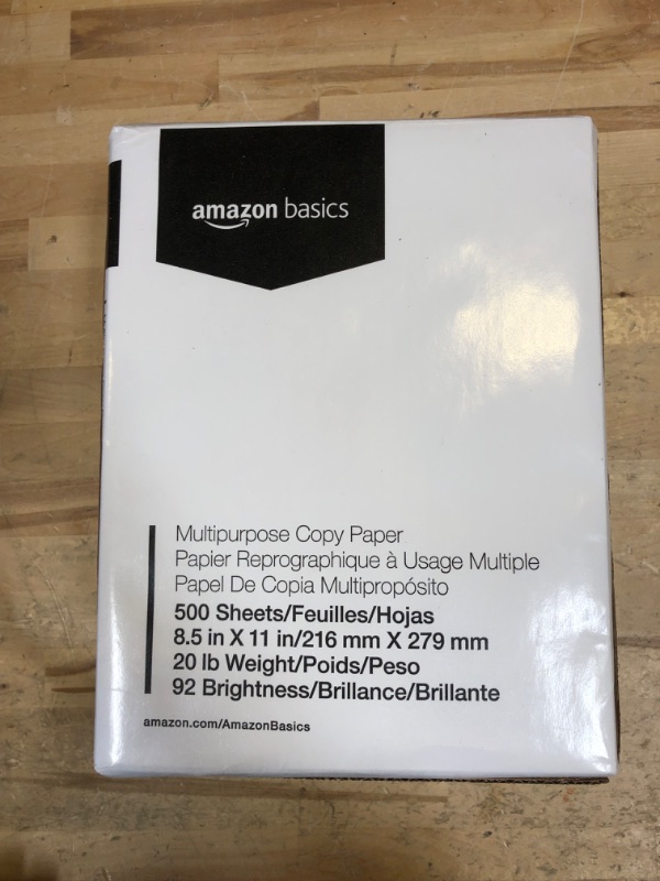 Photo 2 of Amazon Basics Multipurpose Copy Printer Paper, 8.5 x 11 Inch 20Lb Paper - 3 Ream Case (1,500 Sheets), 92 GE Bright White 3 Reams | 1500 Sheets Multipurpose (8.5x11) Paper