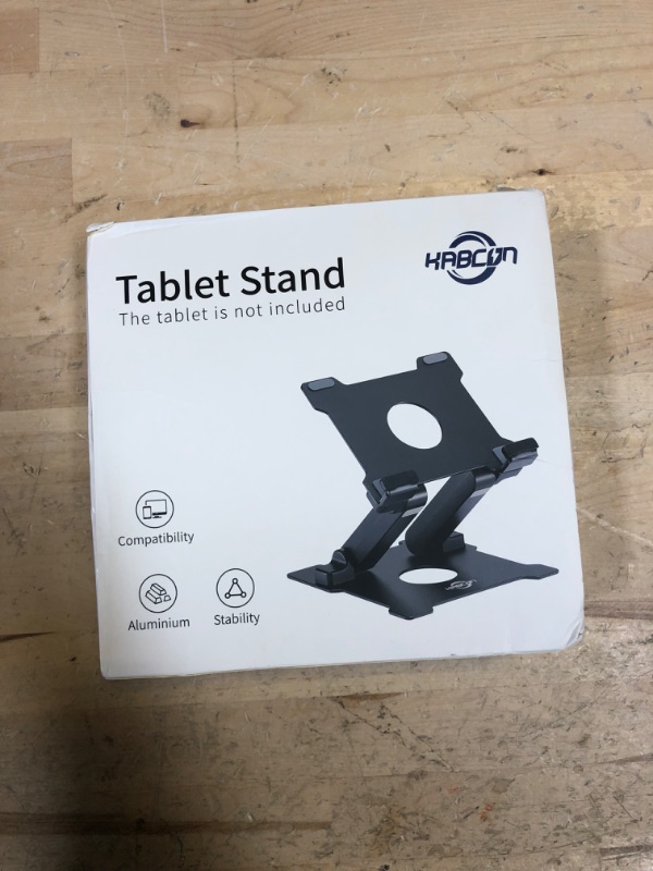 Photo 3 of KABCON Tablet Stand,Adjustable Drawing Tablet Holder Eye-Level Aluminum Solid Tablet Stand Holder for Desk Portable Monitor, Stand for iPad Pro 9.7 10.5 Air Mini,Microsoft Surface Pro,Tab(Up to 15'') Large-Black