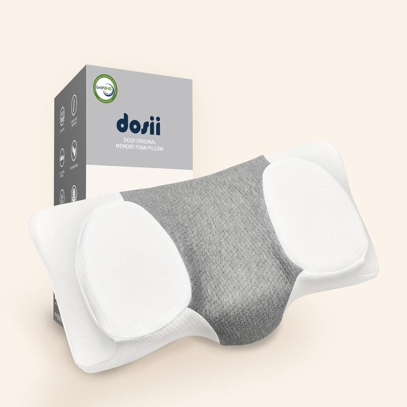 Photo 1 of DOSII Original Cervical Pillow, Non-Toxic Odorless Memory Foam Orthopedic Pillow for Neck, Back and Shoulder Pain Relief. Ergonomic Contour Multi-Zone Design for Side, Back and Stomach Sleepers