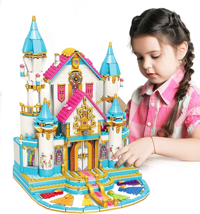 Photo 1 of Girls Princess Castle Building Kit, 1117 Pieces Dream Castle Building Blocks Sets for Girls Age 6-12, Creative Roleplay Christmas Birthday Gifts for Kids Girls 6 7 8 9 10 11 12 Years

