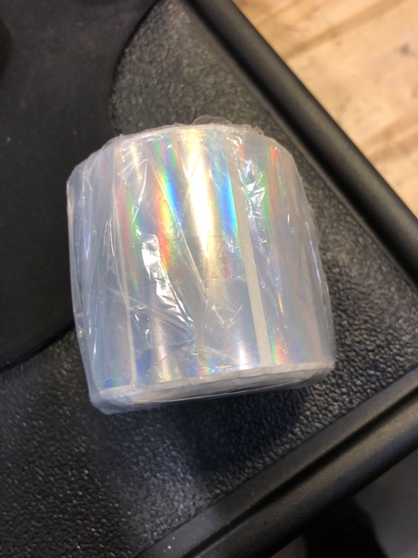 Photo 1 of MUNBYN Holographic Silver Thermal Sticker Labels 2.25"x1.25", Printable Christmas Wrapping Stickers, Glitter Thermal Printer Label Sticker for DIY Logo Design, QR Code, Name Tag 2.25"*1.25" Holographic Silver