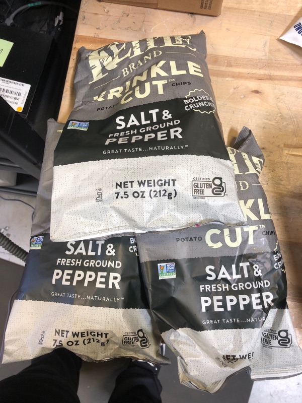 Photo 2 of 3 PCK Kettle Brand Krinkle Cut Salt and Fresh Ground Pepper Kettle Potato Chips, 7.5 Oz Salted EXP MAY 25 2024