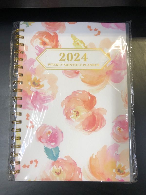 Photo 1 of Ymumuda Planner 2024, 12-Month Planner from JAN.2024 to DEC.2024, 7" X 10", Weekly Monthly Planner 2024 with Waterproof Cover, Sticky Index Tabs, Large Writing Blocks, Floral 07