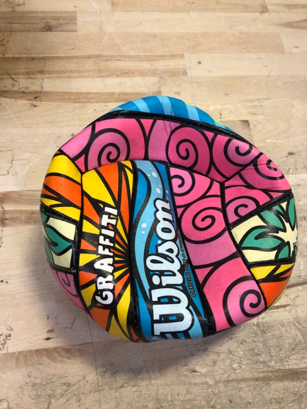 Photo 2 of WILSON Outdoor Recreational Volleyball - Official Size Graffiti Blue/Yellow/Orange/Pink