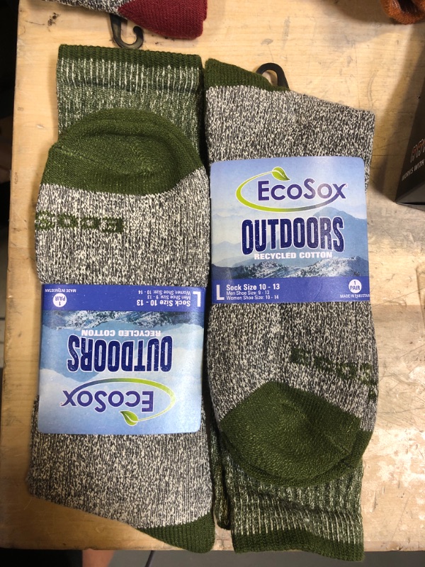 Photo 2 of 2 PACK ECOSOX OUTDOORS RECYCLED COTTON SIZE L 10-13