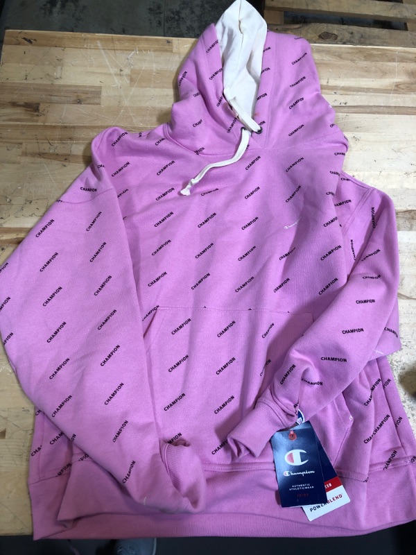 Photo 2 of ++SMALL STAIN ON HOOD++ Champion Women's Legend Logo-Print Relaxed Hoodie