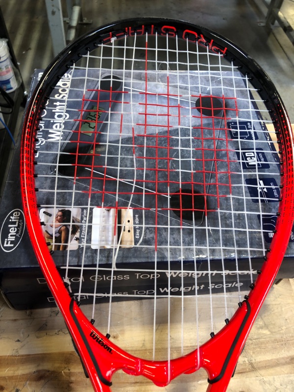 Photo 3 of ++NEEDS TO BE RETHREADED++  WILSON Pro Staff Precision XL 110 Adult Recreational Tennis Racket - Grip Size 3-4 3/8", Red
