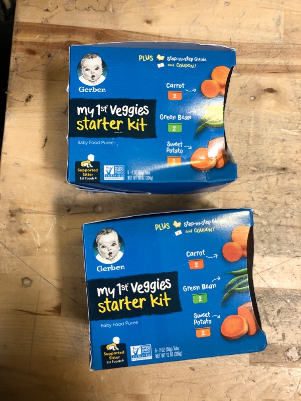 Photo 2 of 2 PCKGerber My 1st Veggies Starter Kit Carrot Green Bean Sweet Potato Baby Meals Tubs - 6ct/12oz EXP JULY 31 2024