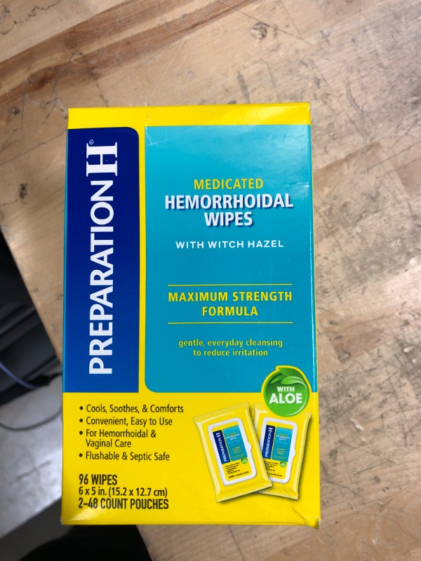 Photo 2 of Flushable Medicated Hemorrhoid Wipes 96 Count (Pack of 2) EXP 11/2024