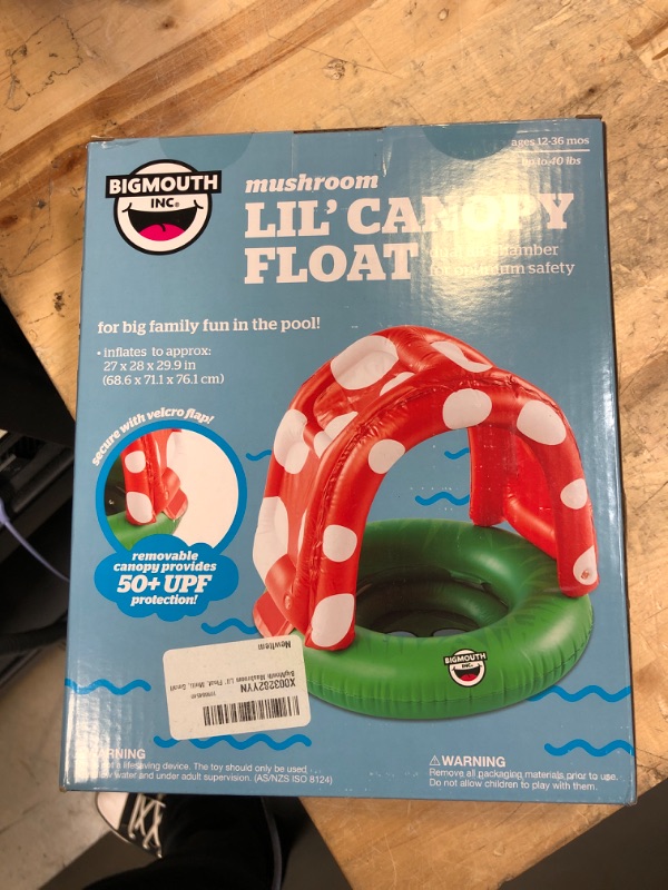 Photo 2 of BigMouth Inc Lil’ Water Float with Overhead Sun Protection, Covered Pool Floaties for Infants Babies & Kids Ages 1-3 Beginner Swimmers Mushroom