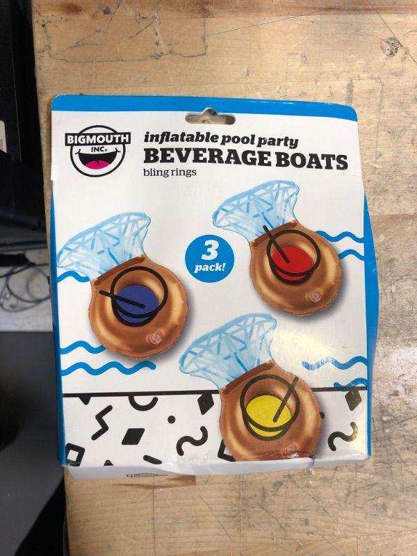 Photo 2 of BigMouth Inc. BMDF-BR Bling Ring Beverage Boats - 3-Pack