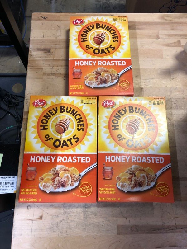 Photo 2 of 3 PCK Honey Bunches of Oats Honey Roasted, Heart Healthy, Low Fat, made with Whole Grain Cereal, 12 Ounce EXP JUNE 23 2024