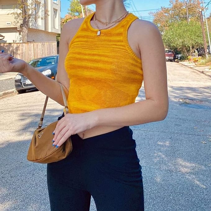 Photo 1 of Artfish Women Casual Basic Sleeveless High Neck Sweater Vest Crop Tank Top Aesthetic Y2k- XL 
