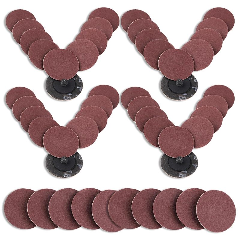 Photo 1 of 2 Inchs 50PCS Roll Lock Quick Change Discs Set 180 Grit Round Sanding Discs Sand Paper Set Sanding Discs for Die Grinder Surface Strip Grind Polish Burr Finish Rust Paint Removal
