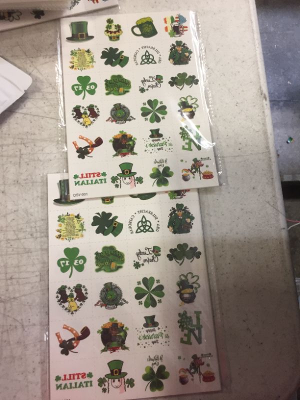 Photo 2 of 2 PACK--- Zomme 192 PCS Unique Design St Patricks Day Tattoos, Include Shamrock Tattoos, Green Temporary Tattoos and St. Patrick's Day Tattoos Stickers, Lucky Clover Temporary Tattoos for Party Favors Accessories or Irish Party
