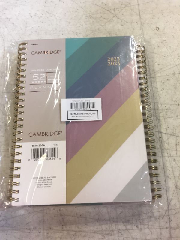 Photo 1 of Cambridge 2023-2024 Academic Planner, Weekly & Monthly, 5-1/2" x 8-1/2", Small, Monthly Tabs, Pocket, Flexible Cover, Rae (1670-200A) Pippa Small