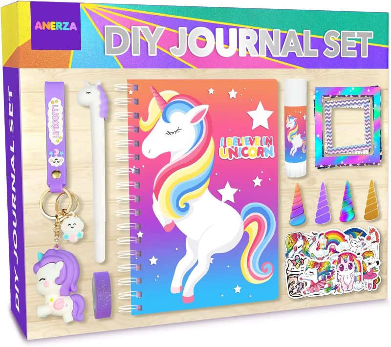 Photo 1 of ANERZA DIY Journal Set for Girls Gifts Ages 6 7 8 9 10 11 12 13 Years Old, Unicorn Birthday & Christmas Gifts Ideas, Arts and Crafts for Kids, Toys Stickers for Teens, Scrapbook & Diary Supplies Kit
